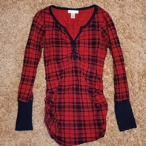 Red and Navy Plaid Motherhood Maternity Thermal
